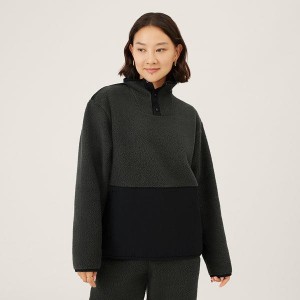 Bluza z Kapturem Allbirds Fluff Fleece Pullover Damskie Czarne | PL4777DN