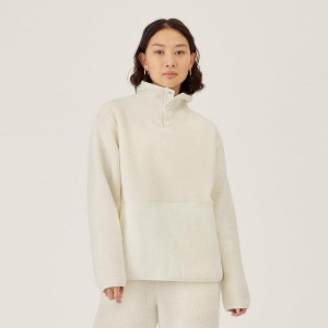 Bluza z Kapturem Allbirds Fluff Fleece Pullover Damskie Białe | PL4778SO