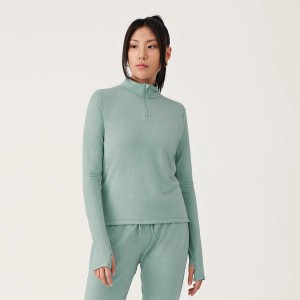 Bluza z Kapturem Allbirds Performance Quarter Zip Damskie Zielone | PL4773NB