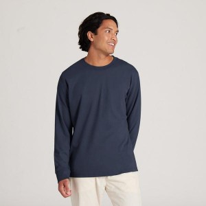 Koszulki Allbirds Allgood Bawełniane Long Sleeve Męskie Granatowe | PL4290FM