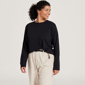 Koszulki Allbirds Allgood Bawełniane Long Sleeve Damskie Czarne | PL4740TV