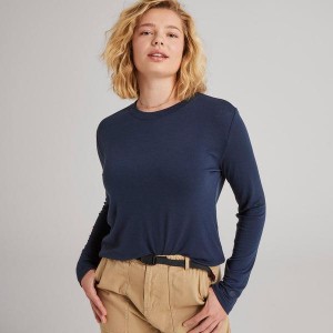 Koszulki Allbirds Long Sleeve Sea Damskie Granatowe | PL4733SO